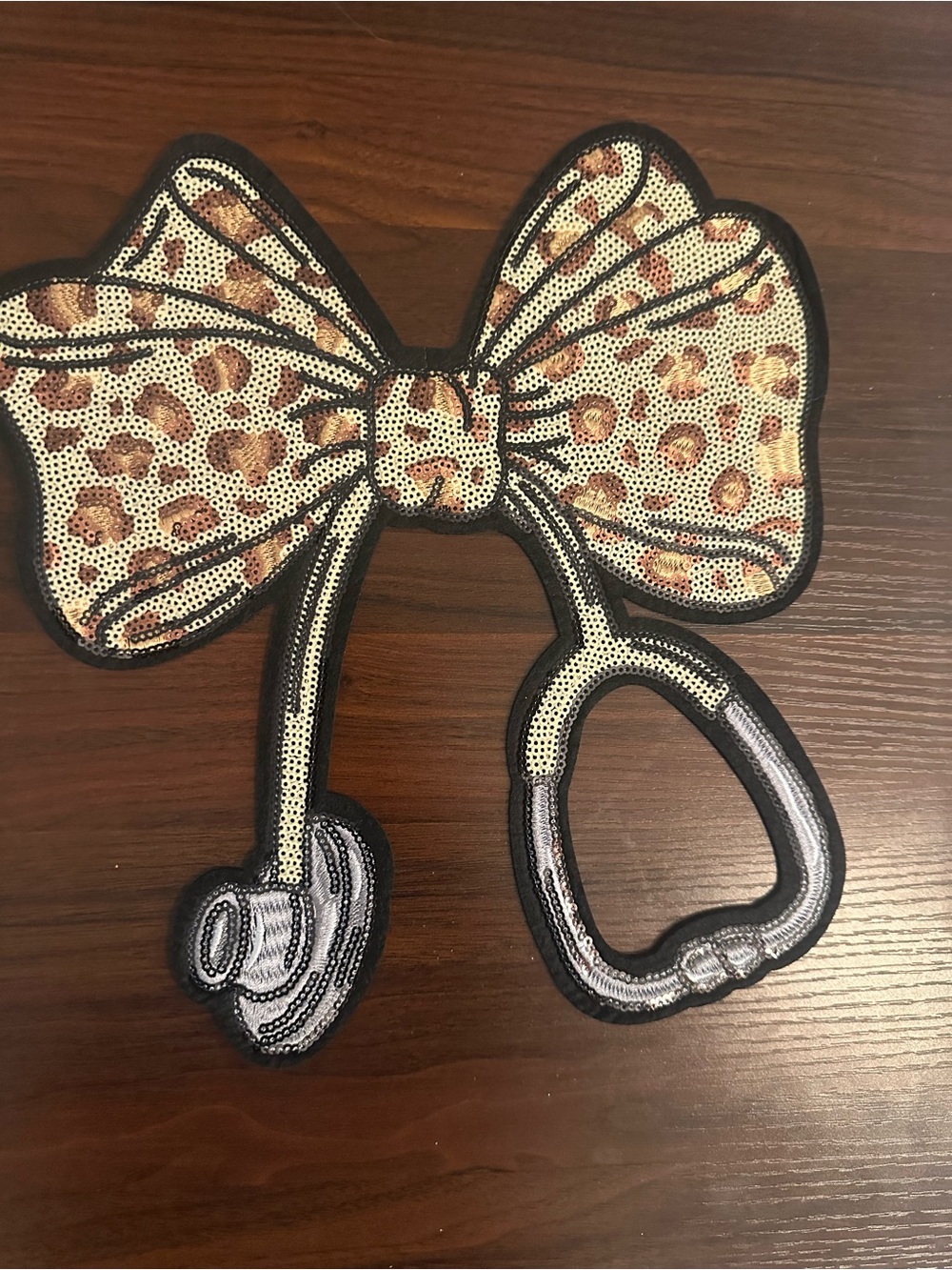 Leopard Sequin Bow Stethoscope Patch - Women Hair Accessory